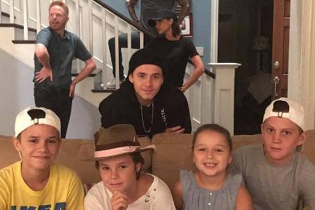 Familie Beckham hat Spaß am Set von 
