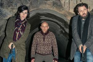 "Tatort: Der wüste Gobi" (v.l.): Nora Tschirner, Jürgen Vogel und Christian Ulmen im Weimarer Untergrund