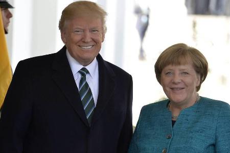 Donald Trump und Angela Merkel vor dem Weißen Haus in Washington