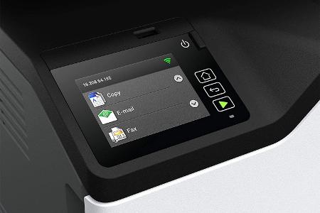 Der Lexmark MC3426adw lässt sich über ein Touch-Display einfach bedienen, auch wenn dieses nicht klappbar ist.