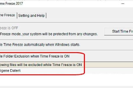 Time Freeze schützt lediglich die Windows-Systempartition; auf der Konfigurationsoberfläche lassen sich aber einzelne Ordner...