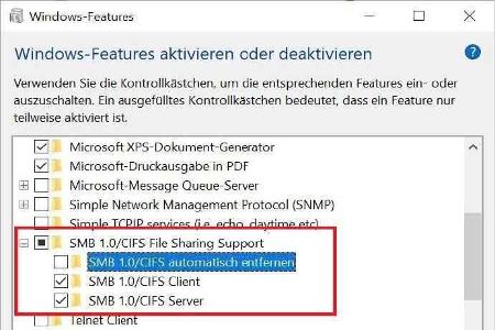Der SMB-Dateidienst fehlt seit neuestem unter Windows 10.