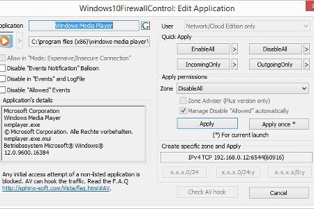 Mithilfe der Freeware Windows 10 Firewall Control lassen sich mit wenigen Mausklicks Regeln für ausgehende Verbindungen fest...