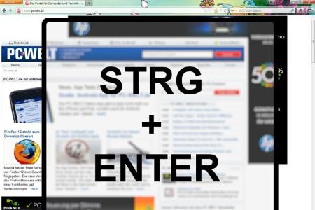 Geben Sie in der Adresszeile einen Begriff ein. Zum Beispiel 