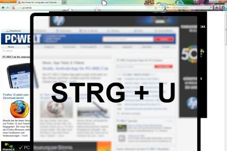 Mit Strg+U rufen Sie den Quelltext einer Seite auf.