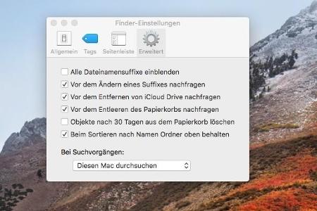 Damit Ordner im Finder erscheinen, muss die passende Option aktiviert werden.