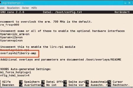Wahl des zum Board passenden Soundmoduls über die Bootkonfiguration.