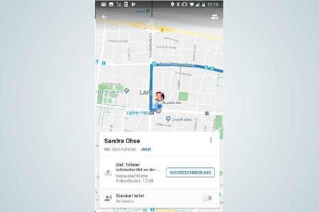 Kontakte, mit denen Sie Ihren Streckenfortschritt teilen, erhalten Auskunft über Ihre Ankunftszeit.