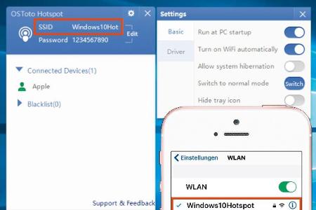 Die Freeware OS Toto Hotspot läuft unter Windows im Hintergrund und stellt die eigene Internetverbindung weiteren Geräten zu...