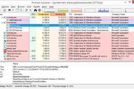 Das Tool Process Explorer liefert ausführlichere Informationen als der Windows Task-Manager.