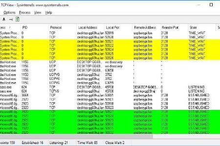 Tcpview gibt Auskunft darüber, welche Programme oder Prozesse aktuell über welchen Port auf das lokale Netzwerk oder das Int...