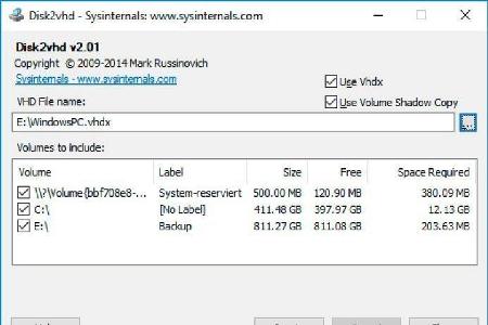 Disk2vhd kopiert den Inhalt der Festplatte in eine VHD-Datei welche sich dann als virtuelle Festplatte in einer Virtualisier...