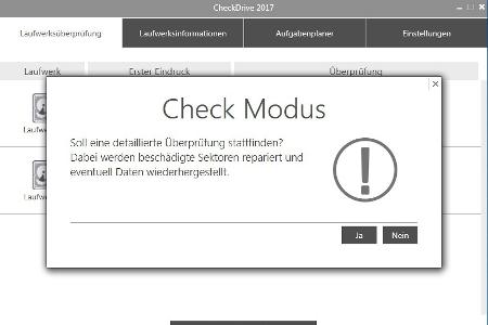 Mit dem Tool Check Drive lassen sich sowohl interne als auch externe Festplatten prüfen und defekte Sektoren reparieren.