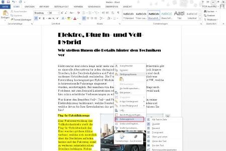 Verfügbare Grafikoptionen, darunter auch Textfluss.