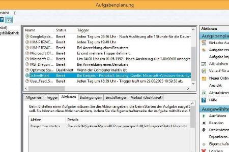 Über die Aufgabenplanung lässt sich ein minimaler Ruhezustand einstellen.