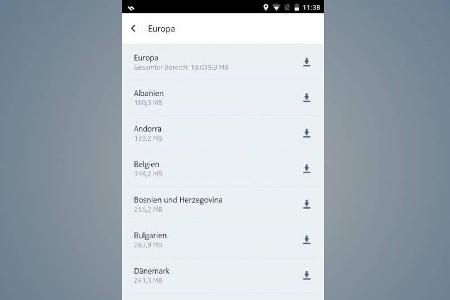 Nach der Auswahl der gewünschten Karte starten Sie den Download über das Pfeilsymbol.
