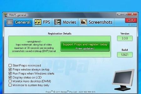 Fraps - Mit Fraps können Sie Screenshots erstellen und die Framerate messen.