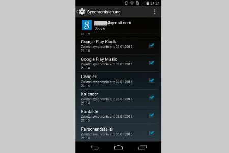 Sie können mit den Standard-Apps von Google auch Kalender und Kontakte sichern.