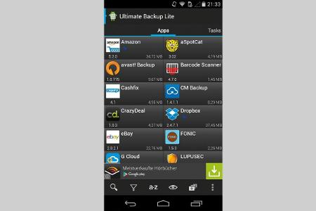 Der Fokus von Ultimate Backup liegt auf der Sicherung von Apps und deren Daten.