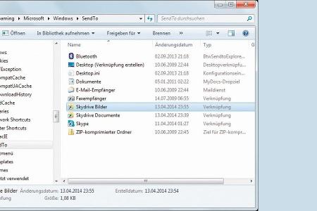 Mit SendTo landet die Cloud auch im Kontextmenü