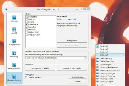 In den Einstellungen von Dexpot lässt sich die Handhabung der virtuellen Desktops anpassen. Wichtige Funktionen sind auch pe...