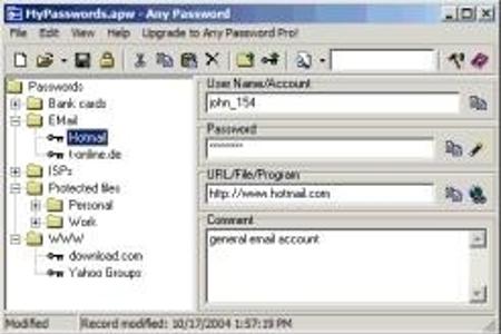 Any Password verwaltet Ihre Passwörter. Ob für Ebay, Internet-Zugang, Banking, Chat oder andere Tools – das englischsprachig...