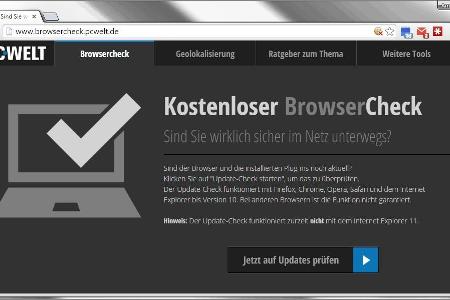 Der Browser-Check überprüft neben dem Browser auch die Firewall.