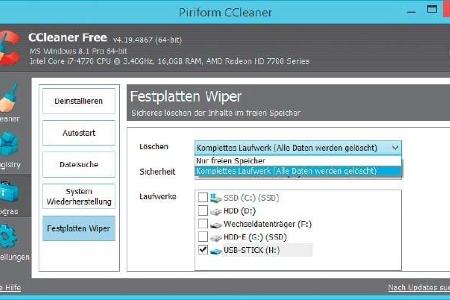 Sicheres Entfernen: Daten werden durch das komplette Überschreiben aller Speicherbereiche unwiederbringlich gelöscht.