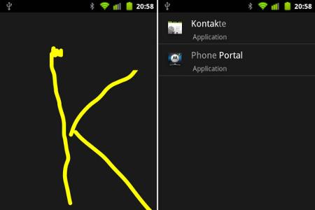 Schreiben Sie Buchstabe für Buchstabe einfach direkt mit dem Finger auf den Bildschirm. Die Suchergebnisse werden sofort im ...