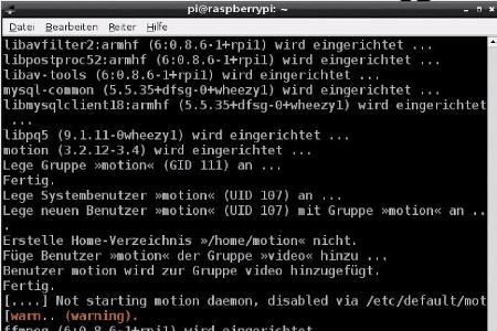Vorarbeiten: Motion befindet sich im Raspbian-Repository, und Sie können es über apt-get installieren. Das Programm selbst i...