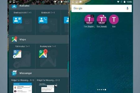 Kontakte auf dem Homescreen.