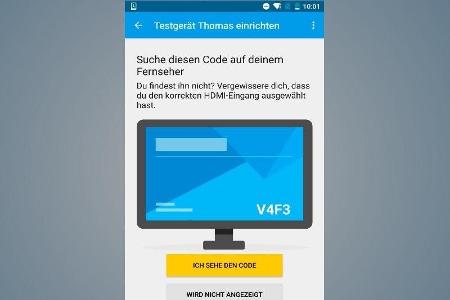Der am Smartphone angezeigte Code muss mit dem auf dem TV-Bildschirm übereinstimmen.