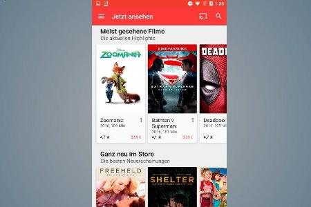 Filme lassen sich über die Google-Play-Movies-App kaufen oder ausleihen.