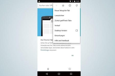 Den Inkognito-Modus aktiviert man über die drei Punkte oben rechts in der Chrome-Suchleiste.