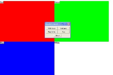 Testet den Monitor auf Darstellungsfehler.