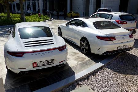 Porsche 911 & Mercedes AMG S63 Coupé - F1 Abu Dhabi 2014 - Carspotting