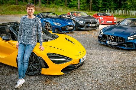 Hochleistungs-Cabrios von AMG, Aston Martin, BMW, McLaren, Porsche, Exterieur