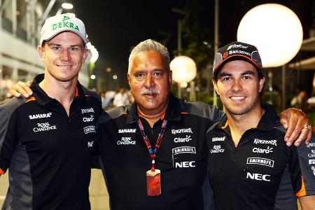 Hülkenberg, Mallya & Perez - Force India - GP Singapur 2015