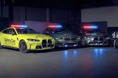BMW stellt seit 1999 die Sicherheitsflotte für die MotoGP. Wir zeigen Ihnen, welche Modelle für die Saison 2021 in Safety-Ca...