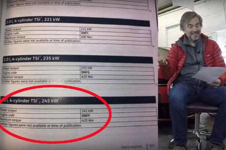 02/2021, Youtuber Volkswizard Andrew Chapple Datenblatt VW Golf R