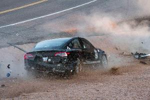 Tesla Model 3 Unplugged Performance Joshua Allan Pikes Peak crash (2020)