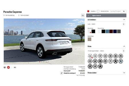 Porsche Cayenne Coupé, Konfigurator