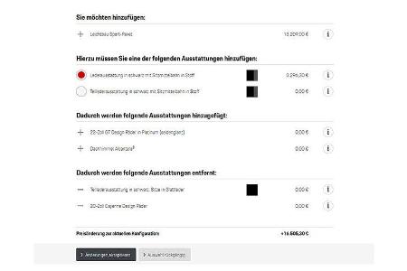 Porsche Cayenne Coupé, Konfigurator