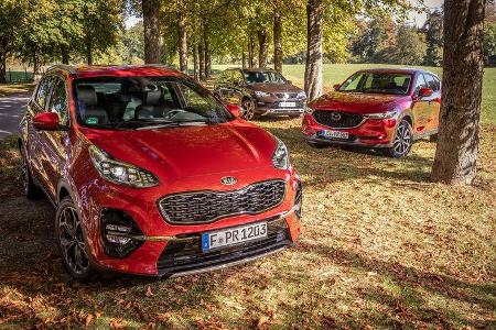 Kia Sportage, Mazda CX-5, Seat Ateca, Vergleichtest, ams052019