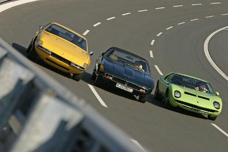 Ferrari 365 GTB/4 Daytona, Lamborghini Miura S, Maserati Ghibli SS