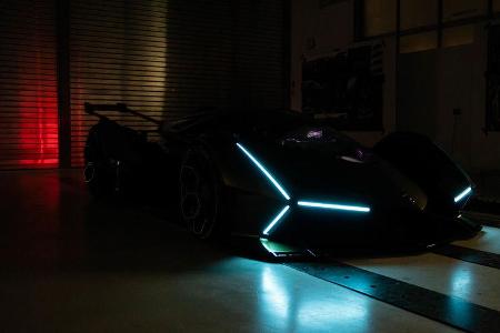 Der Lamborghini Lambo V12 Vision Gran Turismo ist als Single-Seater ausgelegt und sieht wie eine Mischung aus Le-Mans-Protot...