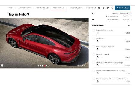 Porsche Taycan Turbo S Konfigurator Vollausstattung