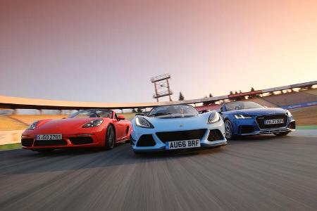 Audi TT RS Roadster, Lotus Exige Sport 380 Roadster, Porsche 718 Boxster S