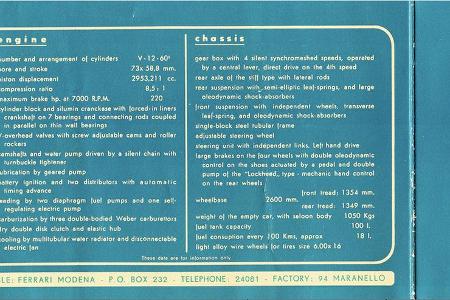 Ferrari 250 Europa Prospekt von 1954