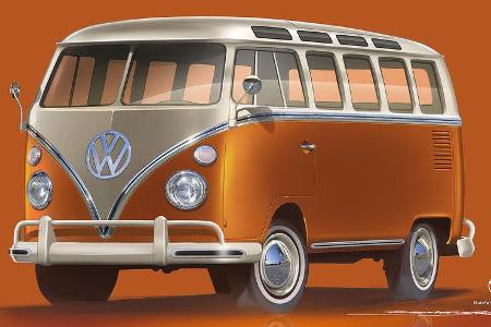 02/2020, VW E-Bulli auf Basis T1 Samba-Bus
